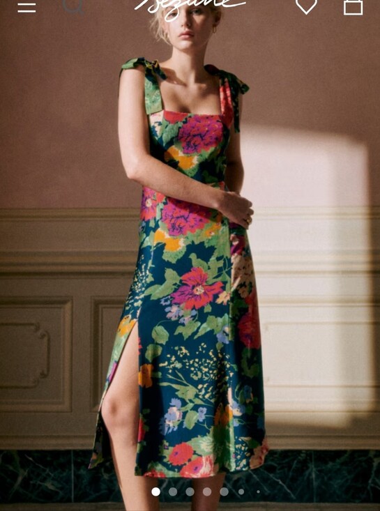 Sezane Dresses & Skirts - Sezane Dorotha Floral Tie-Shoulder Midi Dress - Green Multi